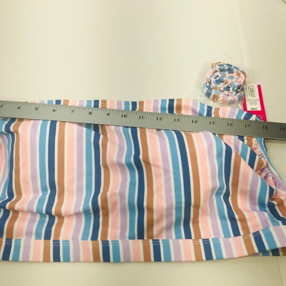 Xhilaration Women's Size 24W Metallic Thread Longline Bandeau Swim Top Striped - Picture 9 of 12